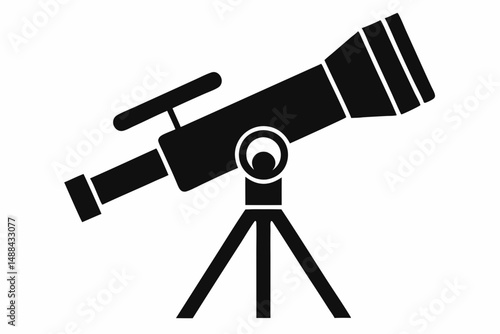 telescope icon silhouette line art vector illustration with a white background
