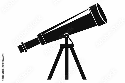 telescope icon silhouette line art vector illustration with a white background