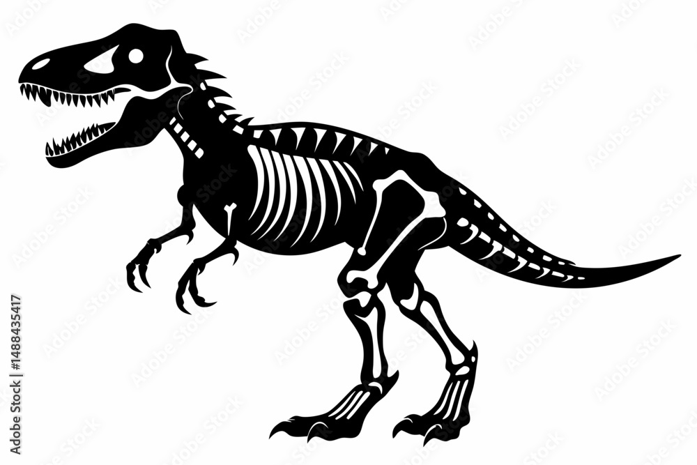 tyrannosaurus rex skeleton silhouette line art vector illustration with a white background tyrannosaurus rex skeleton silhouette line art vector illustration with a white background