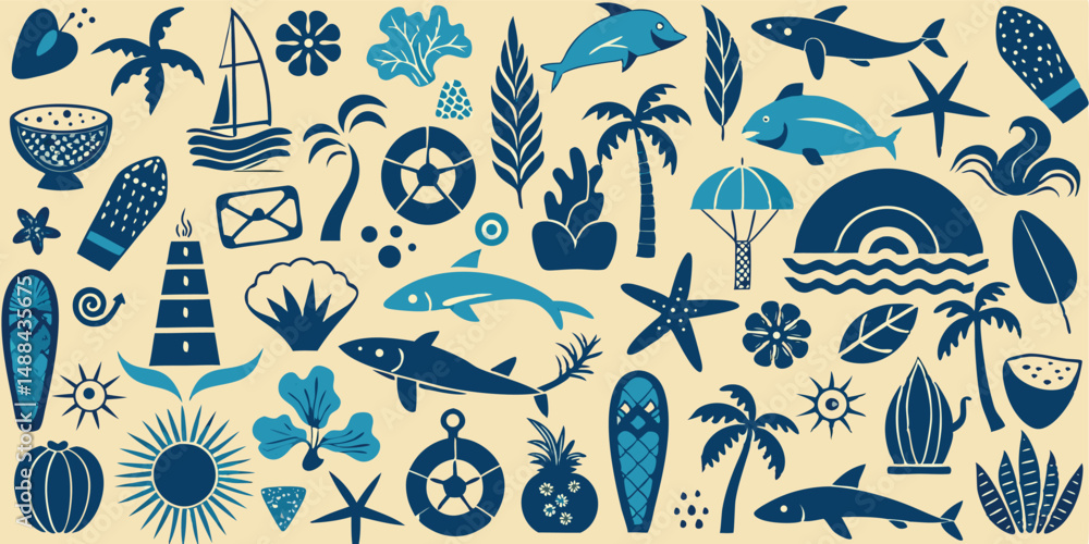 Seamless Vector Illustration with Stylized Patterns Seamless Vector Illustration with Stylized Patterns
