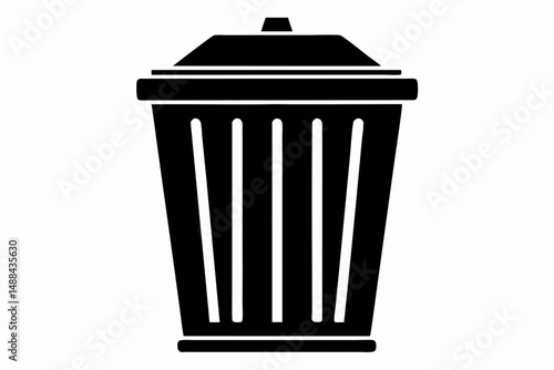 waste bin icon silhouette line art vector illustration with a white background