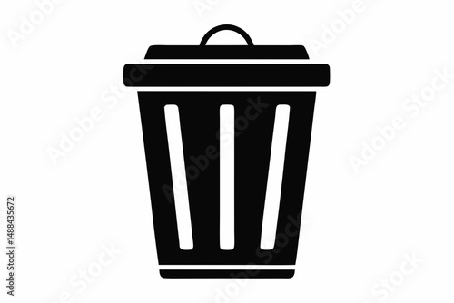 waste bin icon silhouette line art vector illustration with a white background