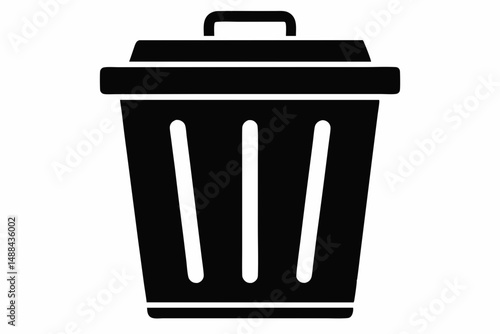 waste bin icon silhouette line art vector illustration with a white background