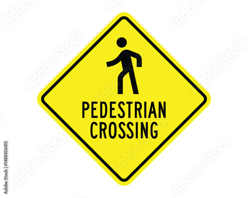 Pedestrian Crossing Sign – Alert Drivers to Yield to Pedestrians – High Quality Vectorial Graphic
