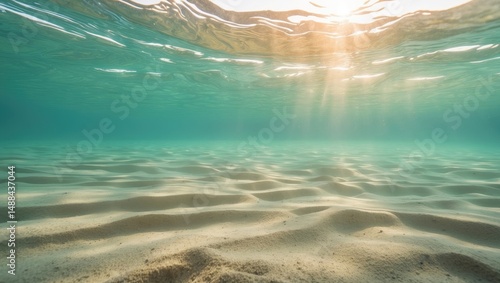 Underwater scene of a nearly flat sea bed with minimal sand
