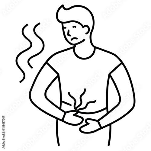 Simple Stomach Pain Icon Depicting Gastric Inflammation