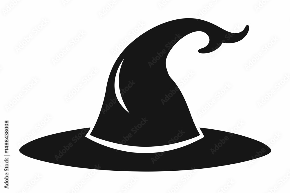 Fototapeta premium witches hat silhouette line art vector illustration with a white background