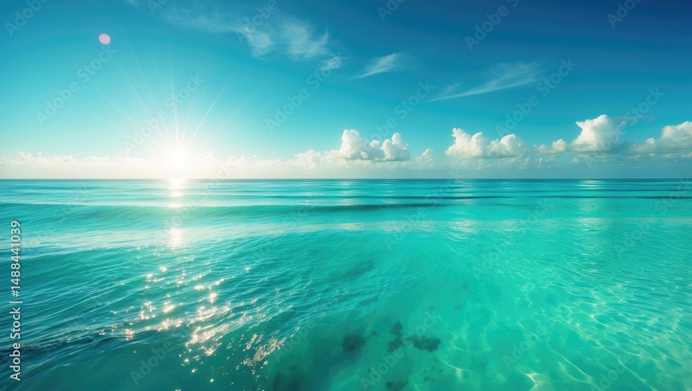 Obraz premium Aerial perspective of turquoise ocean waters