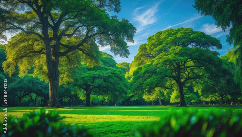 A green and vibrant park A green and vibrant park