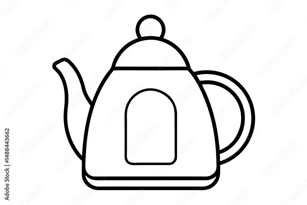 Obraz premium kettle icon silhouette line art vector illustration with a white background