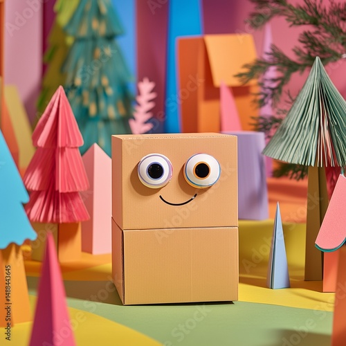 A playful cardboard box. Paper card box