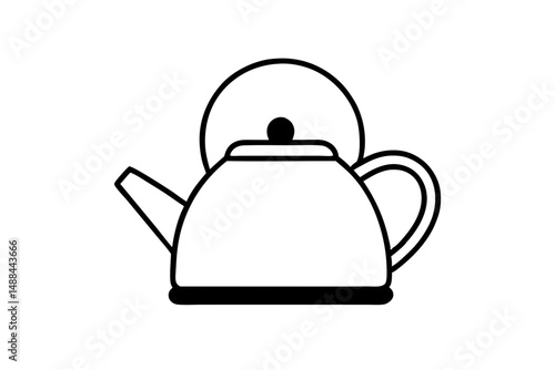 kettle icon silhouette line art vector illustration with a white background