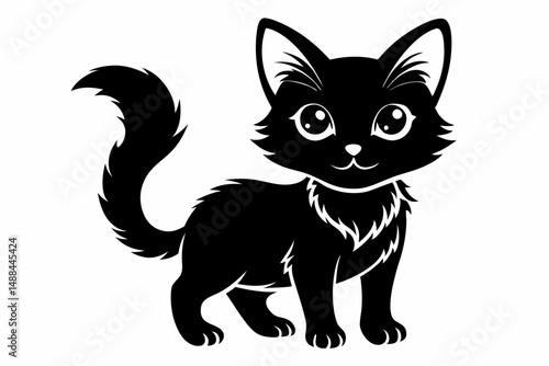 kitten marvels silhouette line art vector illustration with a white background