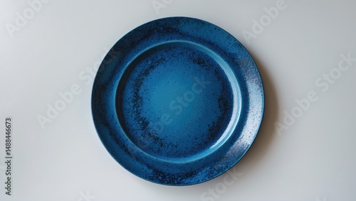 Isolated round ceramic empty plate on white background, top view