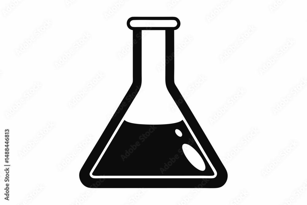 laboratory flask silhouette line art vector illustration with a white background laboratory flask silhouette line art vector illustration with a white background