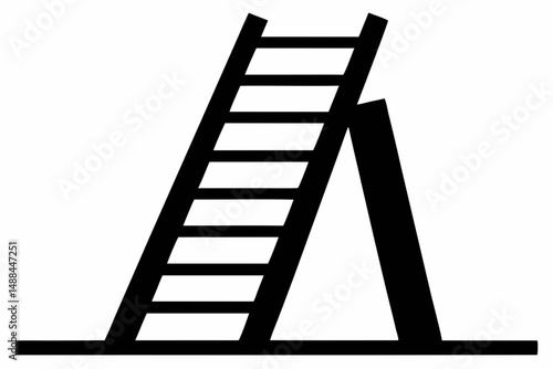 ladder silhouette line art vector illustration with a white background