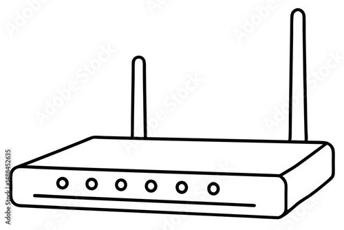 router silhouette line art vector illustration with a white background