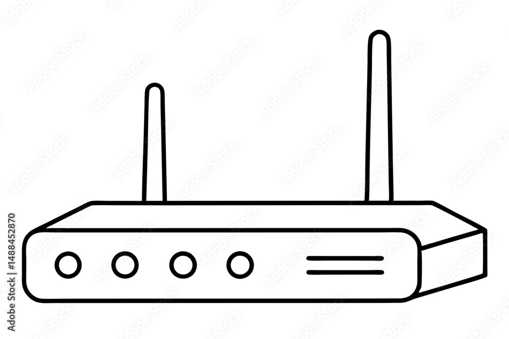 Obraz premium router silhouette line art vector illustration with a white background