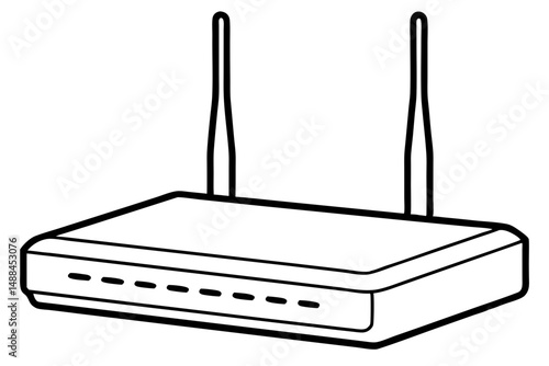 router silhouette line art vector illustration with a white background