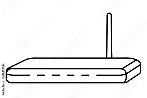 router silhouette line art vector illustration with a white background