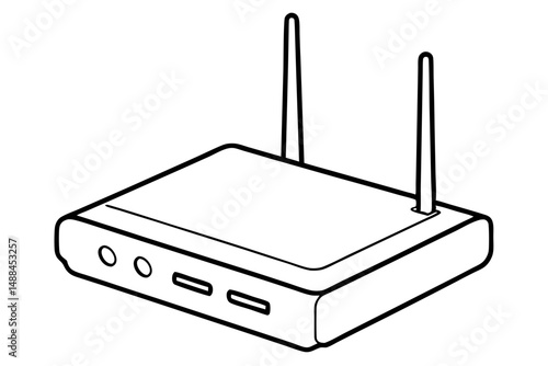 router silhouette line art vector illustration with a white background