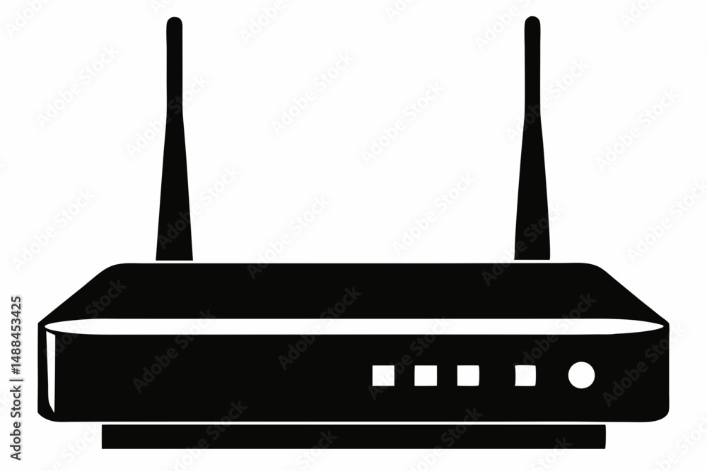 Obraz premium router silhouette line art vector illustration with a white background