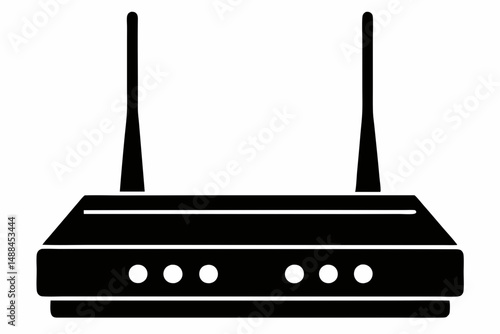 router silhouette line art vector illustration with a white background