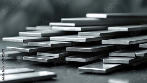 Background of stacked flat stainless steel bars