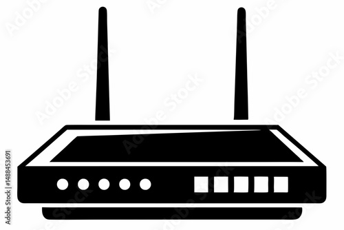 router silhouette line art vector illustration with a white background