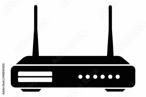 router silhouette line art vector illustration with a white background