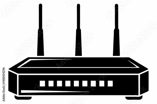 router silhouette line art vector illustration with a white background