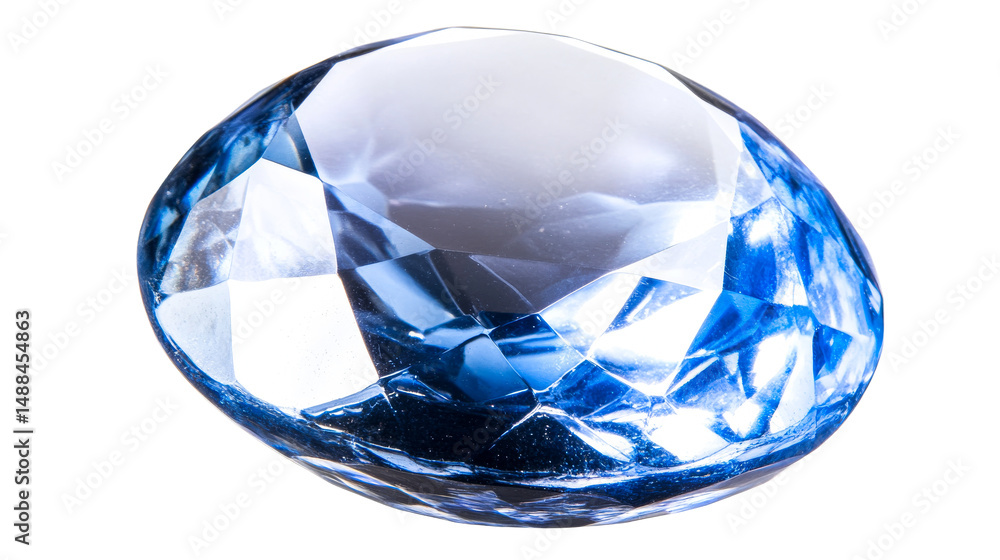 Close-up shot of a blue gemstone with many facets, cut out transparent Close-up shot of a blue gemstone with many facets, cut out transparent