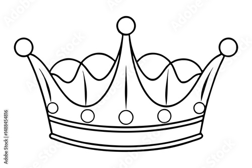 royal crown silhouette line art vector illustration with a white background