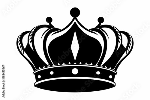 royal crown silhouette line art vector illustration with a white background
