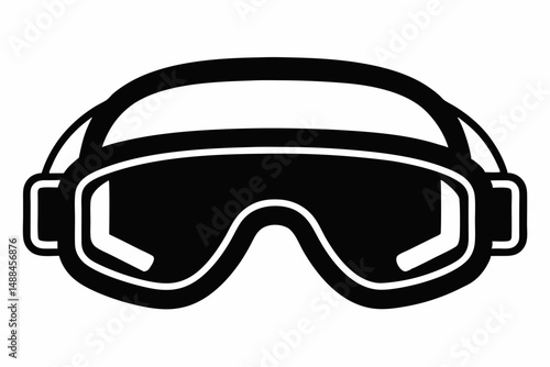 safety goggles silhouette line art vector illustration with a white background