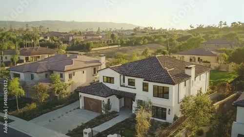 Wallpaper Mural Luxury House in the hills: A luxury house stands gracefully amidst rolling hills, enveloped by a serene landscape. The image evokes a sense of peacefulness and aspiration. Torontodigital.ca