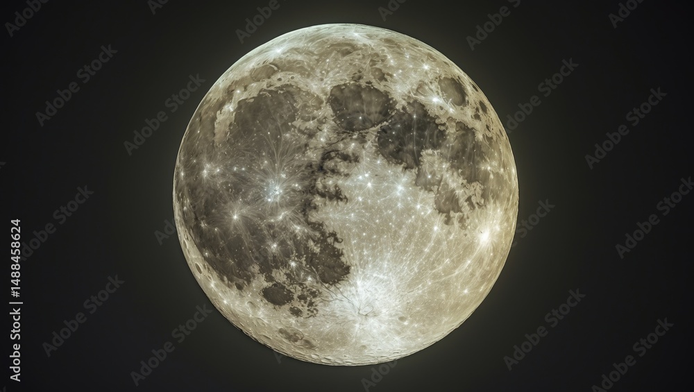 Fototapeta premium Full moon scene depicted in isolation