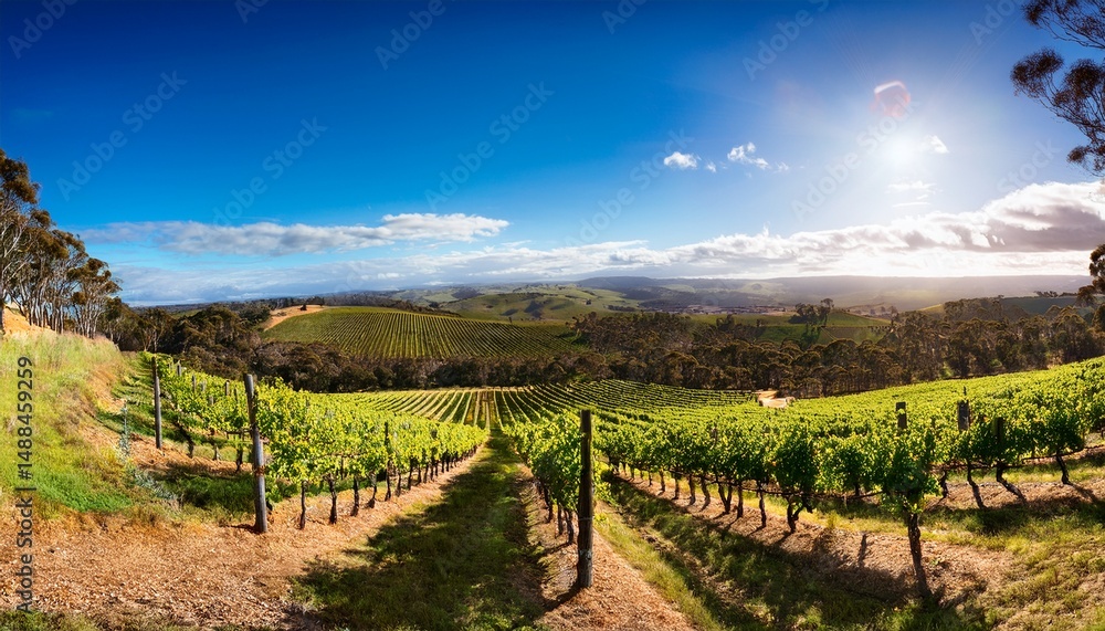 Naklejka premium vineyard panorama in the adelaide hills