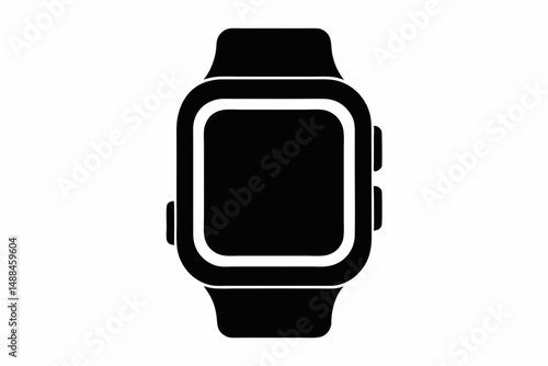 smartwatch silhouette line art vector illustration with a white background