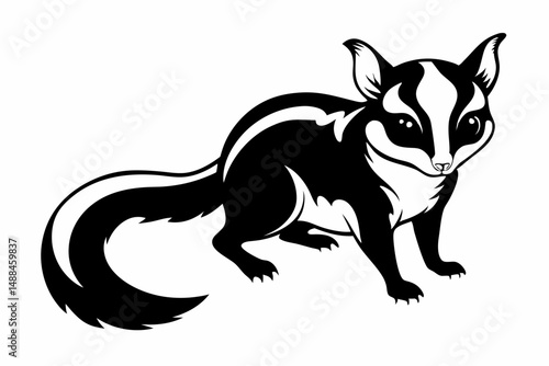 sugar glider silhouette line art vector illustration with a white background