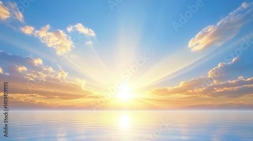 Serene Sunset over Calm Ocean: A Breathtaking Celestial Display