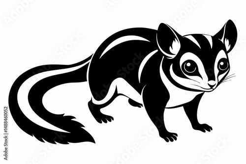 sugar glider silhouette line art vector illustration with a white background