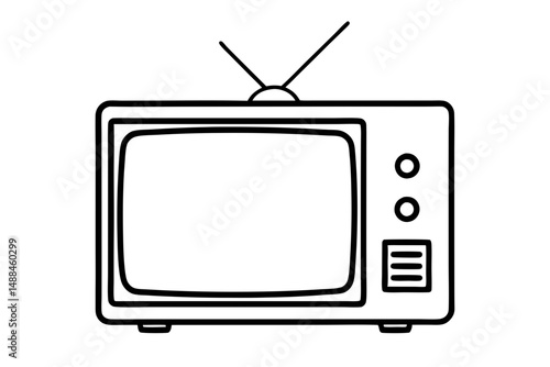 tv silhouette line art vector illustration with a white background