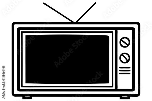tv silhouette line art vector illustration with a white background