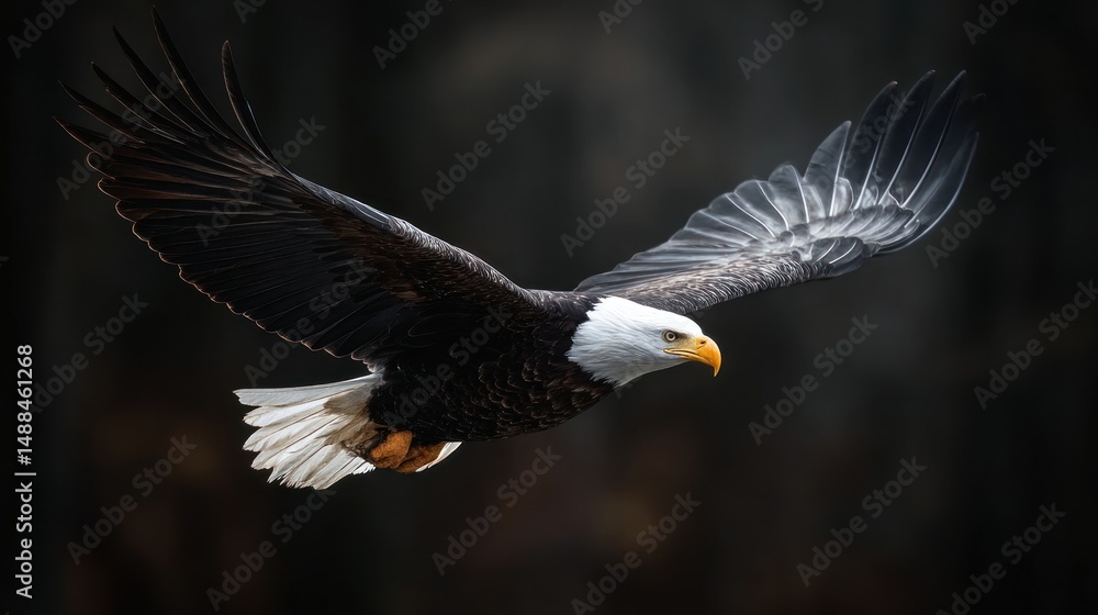 Obraz premium Majestic Bald Eagle in Flight: A Stunning Display of Freedom and Power