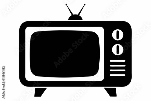 tv silhouette line art vector illustration with a white background