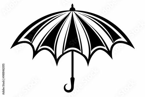 umbrella silhouette line art vector illustration with a white background