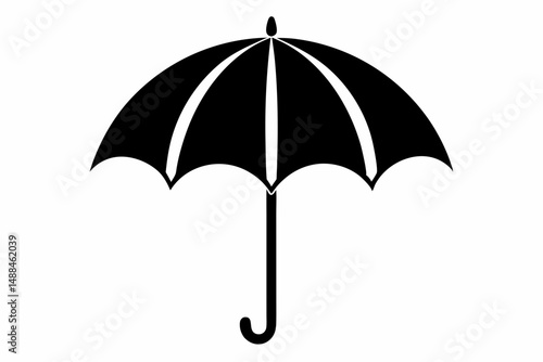 umbrella silhouette line art vector illustration with a white background