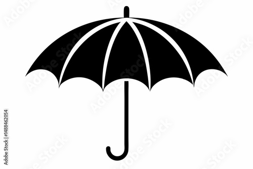 umbrella silhouette line art vector illustration with a white background