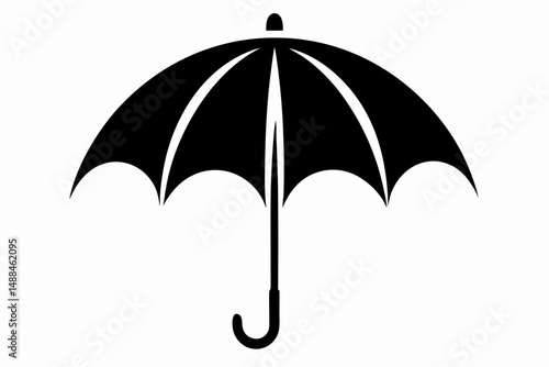 umbrella silhouette line art vector illustration with a white background